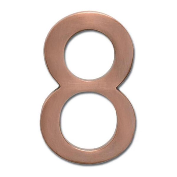 Perfectpatio Solid Cast Brass 5 in. Antique Copper Floating House Number 8 PE37619